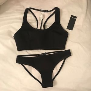 NWT NastyGal Black Neoprene Athletic Bikini